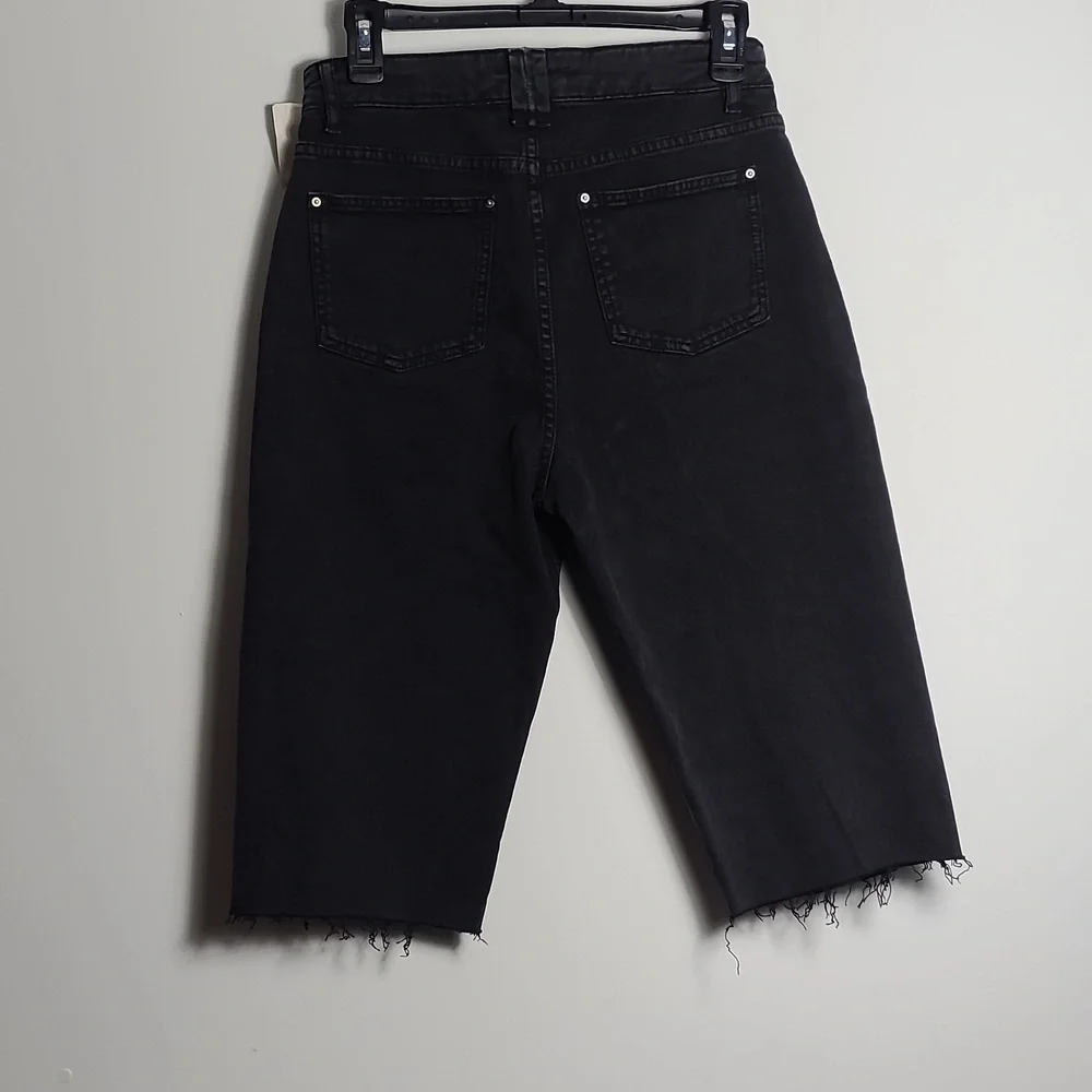 BA&SH NWT Brune Bermuda Blackstone Lady Long Shorts Demin Cotton Black Size 2